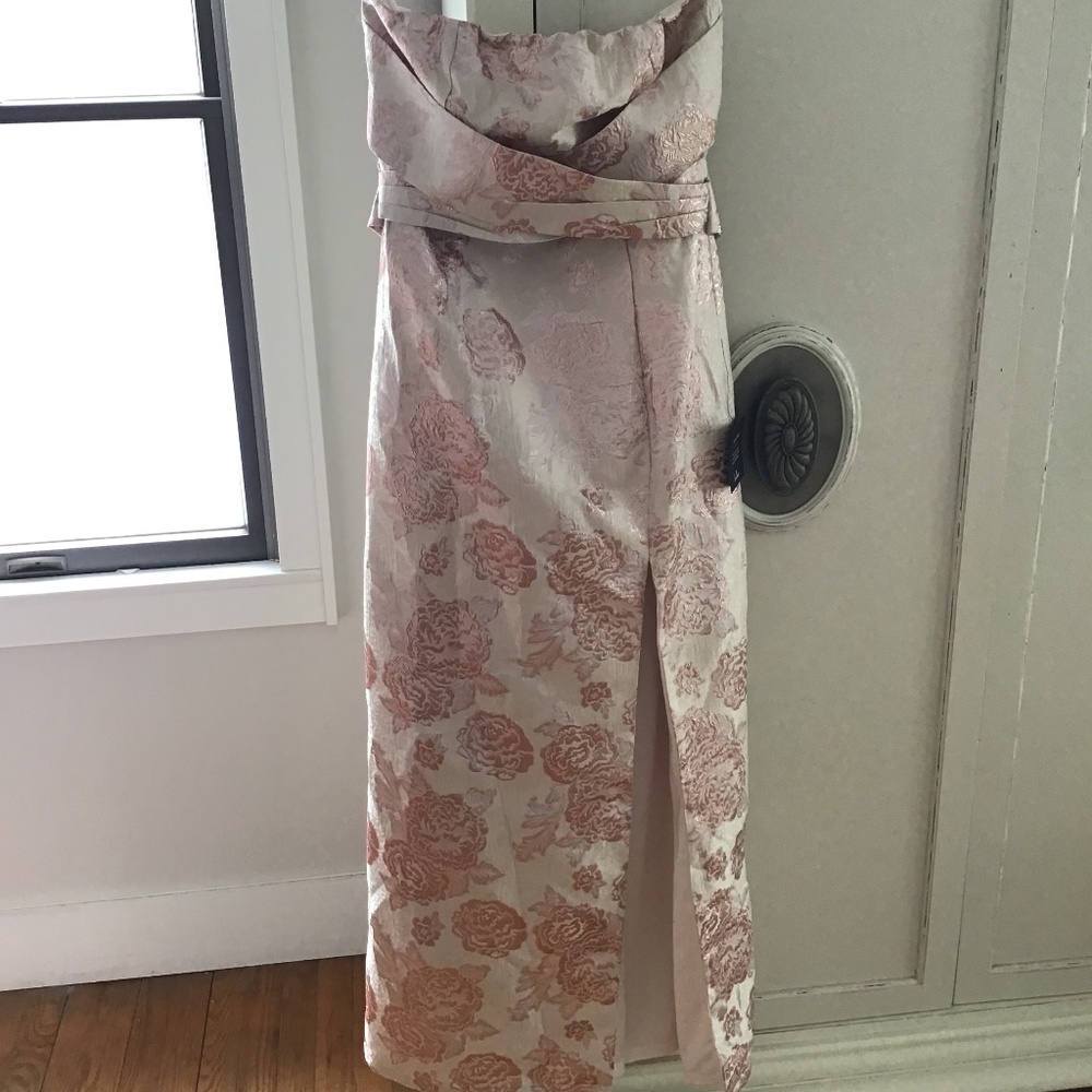 Lulu’s Brocade Maxi Strapless Dress, Color Multi Floral, Size M